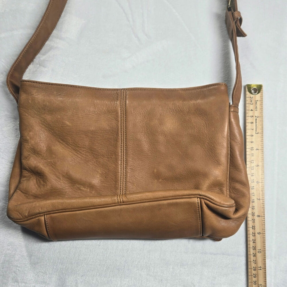 SAS Brown Leather Handbag Shoulder Purse Crossbody made in USA, Vintage - Picture 3 of 7